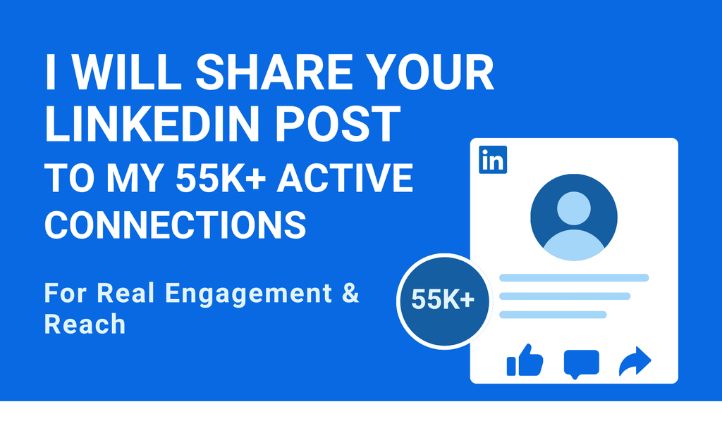Get Your Post Shared to 55k LinkedIn Connections! - www.harismarketing.com